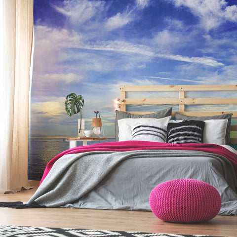 White Clouds Landscape Peel and Stick Removable Wall Mural 3414