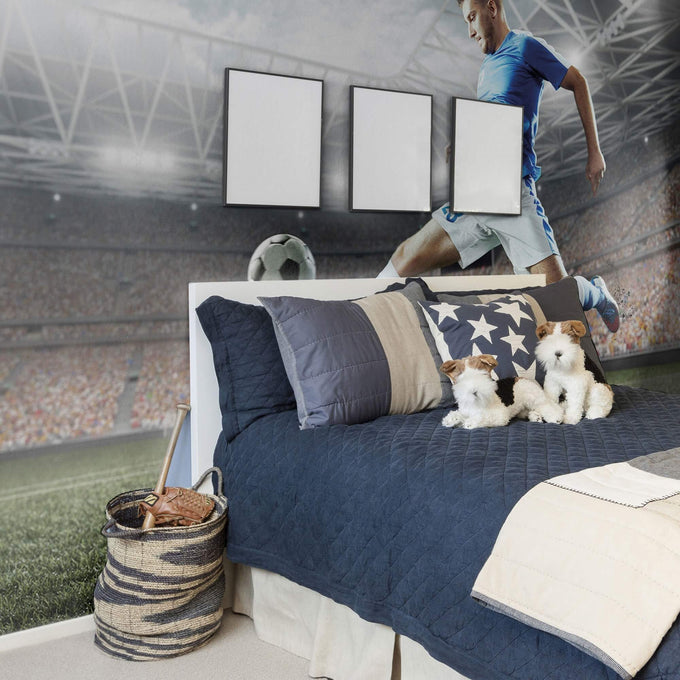 White and Black Soccer Peel and Stick Removable Wall Mural 6126