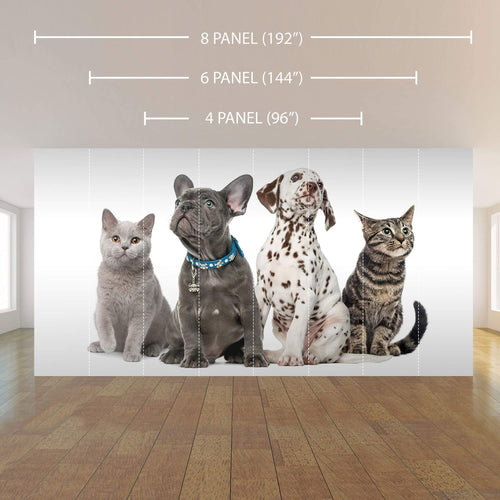 Brown and Orange Dog and Cat Peel and Stick Removable Wall Mural 8640