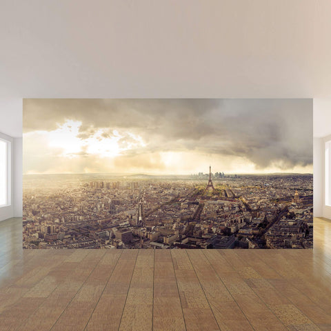 Green and Blue City Landscape Peel and Stick Removable Wall Mural 9500