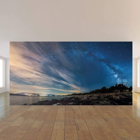 Teal and Black Sky Landscape Peel and Stick Removable Wall Mural 7378