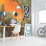 Orange and Fuchsia Tropical Fish Peel and Stick Removable Wall Mural 5395