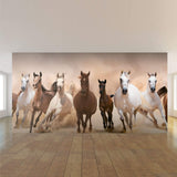 Brown and White Horse Peel and Stick Removable Wall Mural 0495