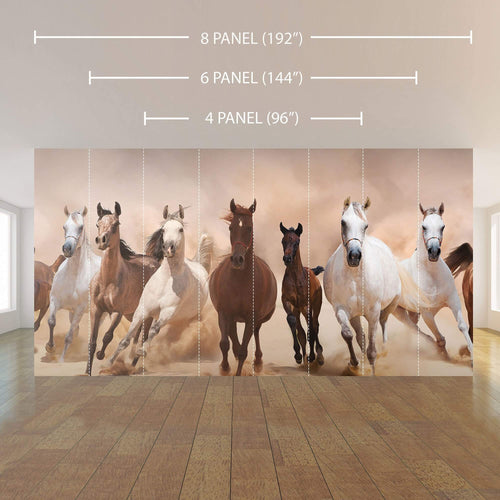 Brown and White Horse Peel and Stick Removable Wall Mural 0495