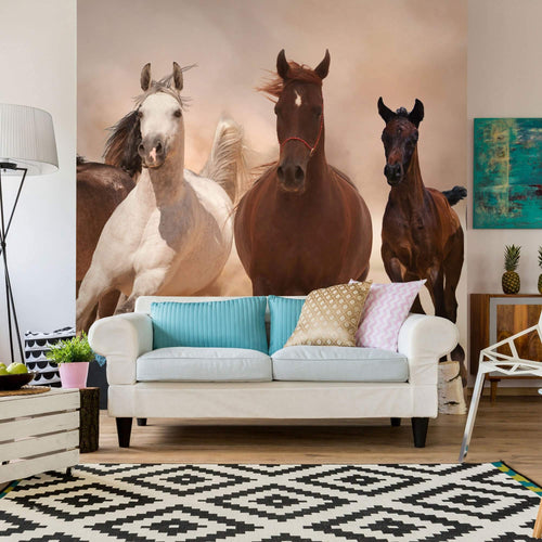 Brown and White Horse Peel and Stick Removable Wall Mural 0495