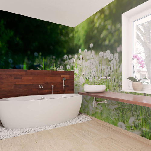 Green and White Landscape Peel and Stick Removable Wall Mural 6203