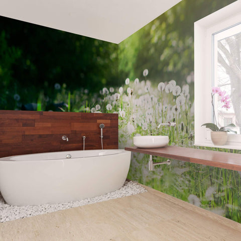 Green and White Landscape Peel and Stick Removable Wall Mural 6203