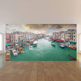 Yellow and Fuchsia City Landscape Peel and Stick Removable Wall Mural 0465