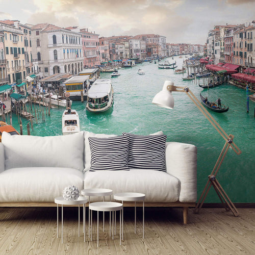 Yellow and Fuchsia City Landscape Peel and Stick Removable Wall Mural 0465