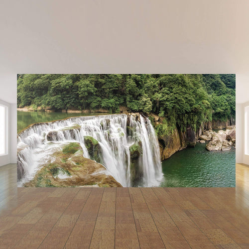 Green Brown Waterfall Landscape Peel and Stick Removable Wall Mural 3960