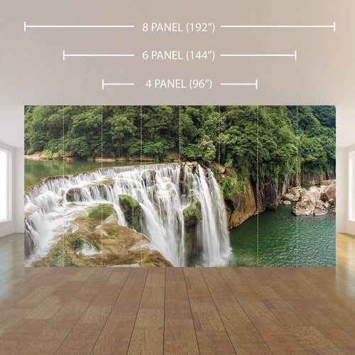 Green Brown Waterfall Landscape Peel and Stick Removable Wall Mural 3960
