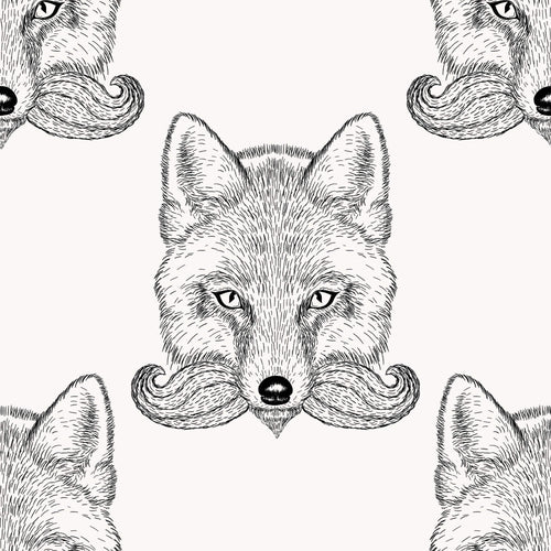 White and Black Fox Animal Peel and Stick Removable Wallpaper