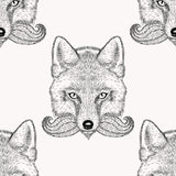 White and Black Fox Animal Peel and Stick Removable Wallpaper