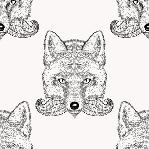 White and Black Fox Animal Peel and Stick Removable Wallpaper