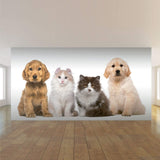 Brown and White Dog and Cat Peel and Stick Removable Wall Mural 7539