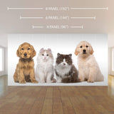 Brown and White Dog and Cat Peel and Stick Removable Wall Mural 7539